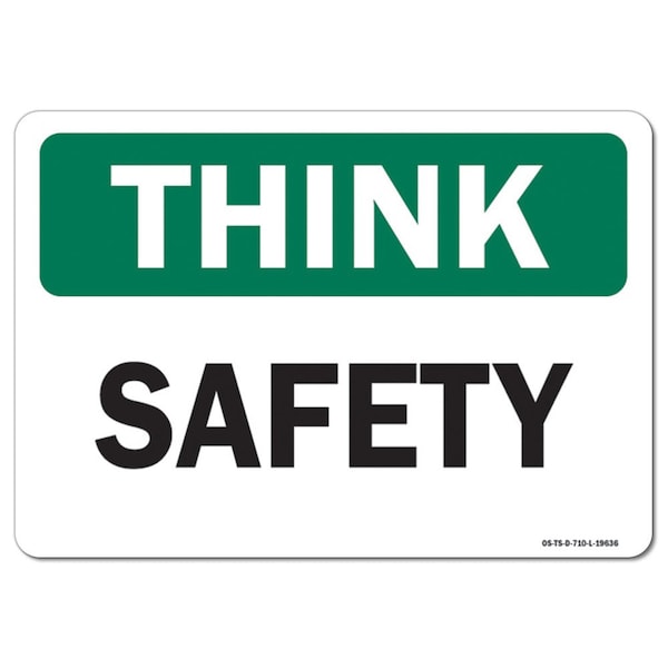 OSHA Think Sign, Safety, 18in X 12in Rigid Plastic, 12" W, 18" L, Landscape, Safety